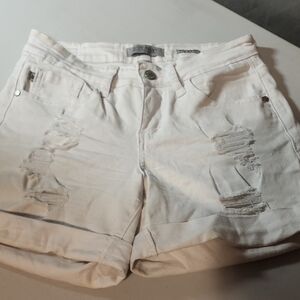 Judy Blue White Distressed Jean Shorts Relaxed Fit Size Small